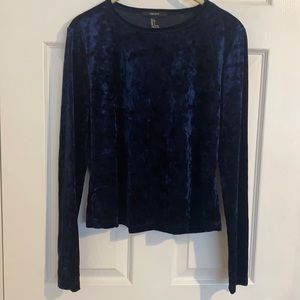 Navy Crushed Velvet Long Sleeve